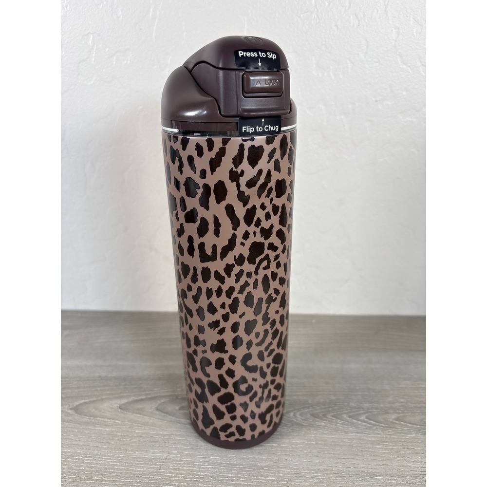 HydroJug Ease 24oz Insulated Tumbler Brown Leopard Print Water Bottle NEW